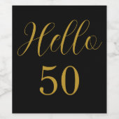50誕生日ブラック金ゴールド誕生会 ワインラベル (シングルラベル)
