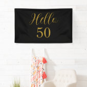 50誕生日ブラック金ゴールド誕生会 横断幕 (インサイチュ)