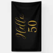 50誕生日ブラック金ゴールド誕生会 横断幕 (縦)