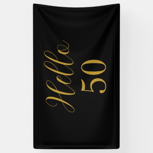 50誕生日ブラック金ゴールド誕生会 横断幕 (縦)