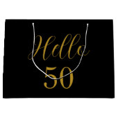 50誕生日ブラック金ゴールド誕生日パーティーのお気に入り ラージペーパーバッグ (正面)