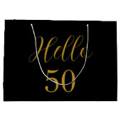 50誕生日ブラック金ゴールド誕生日パーティーのお気に入り ラージペーパーバッグ (裏面)