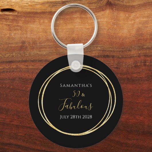 50誕生日ブラック金ゴールド誕生日パーティーの好意 キーホルダー (正面)