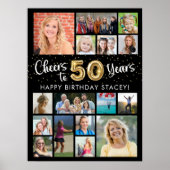 50誕生日ブラック金ゴールド16フォト応援から年 ポスター (正面)
