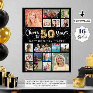 50誕生日ブラック金ゴールド16フォト応援から年 ポスター