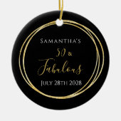 50誕生日ブラック金ゴールド50と素晴らしい セラミックオーナメント (正面)