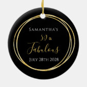 50誕生日ブラック金ゴールド50と素晴らしい セラミックオーナメント (裏面)