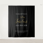 50誕生日ブラック金ゴールド50と素晴らしい タペストリー (正面)