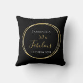 50誕生日ブラック金ゴールド クッション (裏面)