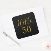 50誕生日ブラック金ゴールド スクエアシール (封筒)