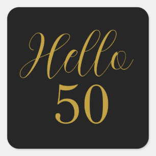 50誕生日ブラック金ゴールド スクエアシール