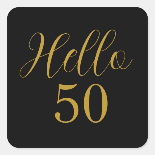50誕生日ブラック金ゴールド スクエアシール (正面)