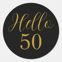 50誕生日ブラック金ゴールド ラウンドシール