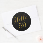 50誕生日ブラック金ゴールド ラウンドシール (封筒)