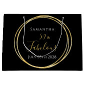 50誕生日ブラック金ゴールド ラージペーパーバッグ (正面)