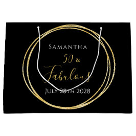50誕生日ブラック金ゴールド ラージペーパーバッグ