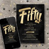 50誕生日ブラック金ゴールド 招待状