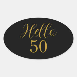 50誕生日ブラック金ゴールド 楕円形シール