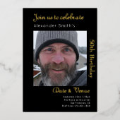 50誕生日ブラック金ゴールド 箔招待状 (正面)