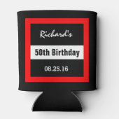 50誕生日ブラック（赤フレームジオメトリZ50） 缶クーラー (裏面)