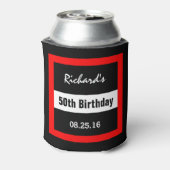 50誕生日ブラック（赤フレームジオメトリZ50） 缶クーラー (缶裏面)