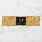 50誕生日ブラック&金ゴールドきらめく ペットボトルラベル (シングルラベル)