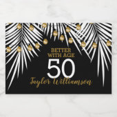 50誕生日ブラック&金ゴールドミニ スパークリングワインラベル (シングルラベル)