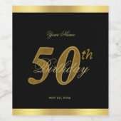 50誕生日ブラック&金ゴールドワインラベル ワインラベル (シングルラベル)