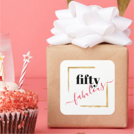 50誕生日ブラック&金ゴールド50 & Fabulous スクエアシール