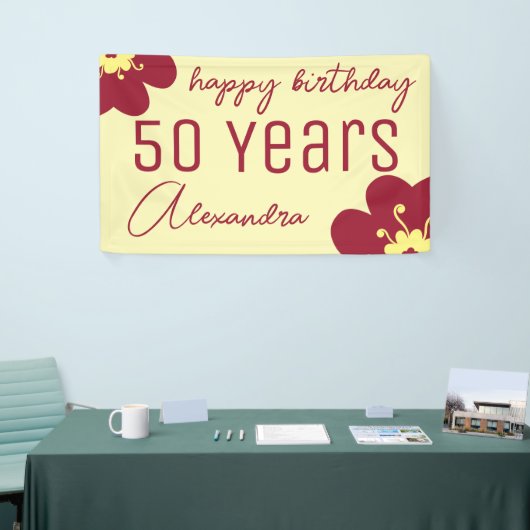 50誕生日ブルゴーニュの花の名前 横断幕 (トレードショー)