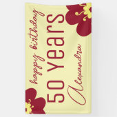 50誕生日ブルゴーニュの花の名前 横断幕 (縦)