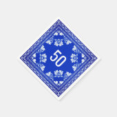 50誕生日ブルーバンダナ スタンダードカクテルナプキン (角)