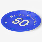 50誕生日ブルーピックボール ペーパープレート (アングル)