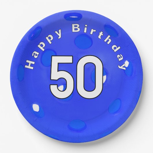 50誕生日ブルーピックボール ペーパープレート (正面)