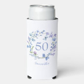 50誕生日ブルーフローラ名クール スリム缶クーラー (Seltzer正面)