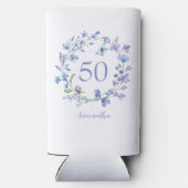 50誕生日ブルーフローラ名クール スリム缶クーラー (裏面)