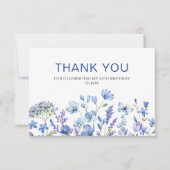 50誕生日ブルーフローラ サンキューカード (正面)