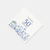 50誕生日ブルーフローラ スタンダードカクテルナプキン (角)