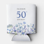 50誕生日ブルーフローラ 缶クーラー (裏面)