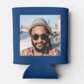 50誕生日ブルー金ゴールド写真テンプレート 缶クーラー (裏面)