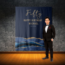50誕生日ブルー金ゴールド瑪瑙フォトバックグラウンド