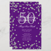 50誕生日プログラムシルバーグリッターメニュー紫 (正面/裏面)