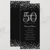 50誕生日プログラムシルバーブラック紙吹雪 招待状 (正面/裏面)