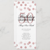 50誕生日プログラムバラ金ゴールド紙吹雪メニュー 招待状 (正面/裏面)