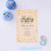 50誕生日プログラム金ゴールドグリッターとメニュー赤面 チラシ (シングル)