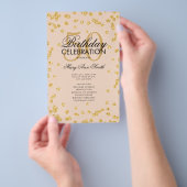 50誕生日プログラム金ゴールドグリッターとメニュー赤面 チラシ (ハンドル)