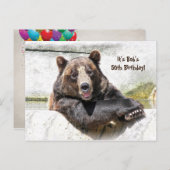 50誕生日ベアパーティー招待状 ポストカード (正面/裏面)