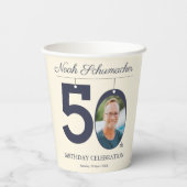50誕生日ベージュ&クリームヴィンテージカスタム写真 紙コップ (裏面)