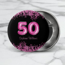 50誕生日ホットピンクバルーンフォントフェイクグリッター