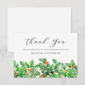 50誕生日ホリー12月誕生フラワーカスタム サンキューカード (正面/裏面)